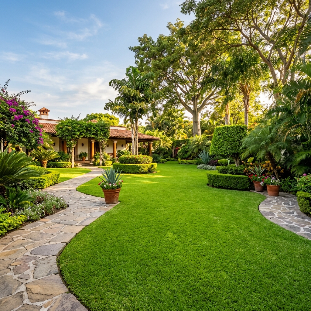 Jardín hermoso y bien cuidado